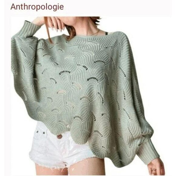 Anthropologie Moon & Madison Open Cable Knit Crop Oversized Sweater - Picture 1 of 8